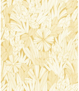 4081-26343 - Bannon Yellow Leaves Wallpaper by A Street