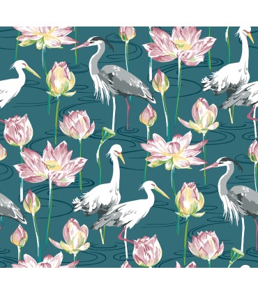 4081-87552 - Barton Teal Heron Wallpaper by A Street