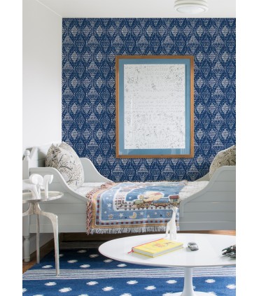 4081-26320 - Grady Blue Dotted Geometric Wallpaper by A Street