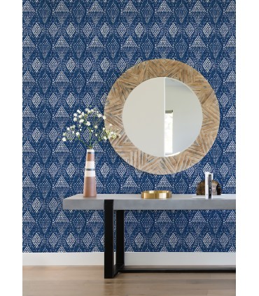 4081-26320 - Grady Blue Dotted Geometric Wallpaper by A Street