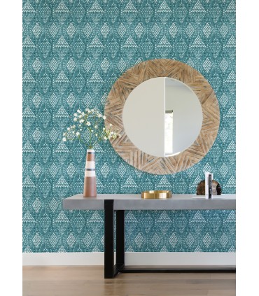 4081-26318 - Grady Teal Dotted Geometric Wallpaper by A Street