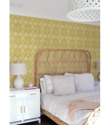 4081-26321 - Grady Yellow Dotted Geometric Wallpaper by A Street