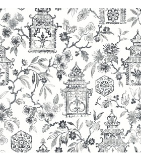 4081-26311 - Helaine Charcoal Pagoda Wallpaper by A Street