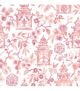 4081-26313 - Helaine Coral Pagoda Wallpaper by A Street