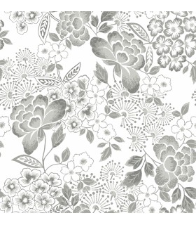 4081-26303 - Irina Grey Floral Blooms Wallpaper by A Street
