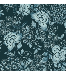 4081-26300 - Irina Navy Floral Blooms Wallpaper by A Street