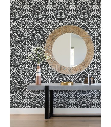4081-26337 - Marni Black Fruit Damask Wallpaper by A Street