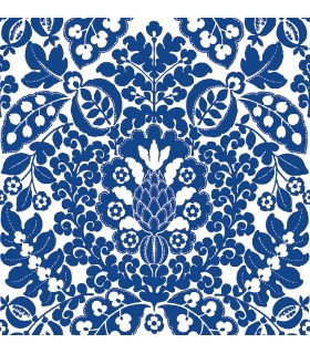 4081-26332 - Marni Blue Fruit Damask Wallpaper by A Street