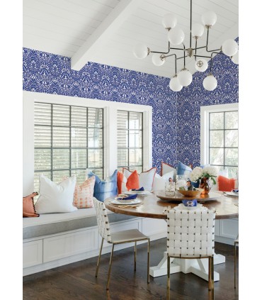 4081-26332 - Marni Blue Fruit Damask Wallpaper by A Street