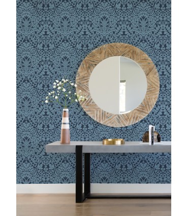 4081-26334 - Marni Navy Fruit Damask Wallpaper by A Street