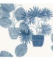 4014-87559 - Aida Blue Potted Plant Wallpaper by A Street