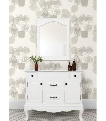 4014-87555 - Aida Grey Potted Plant Wallpaper by A Street