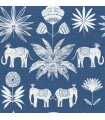 4014-26436 - Bazaar Blue Elephant Oasis Wallpaper by A Street