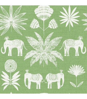 4014-26435 - Bazaar Green Elephant Oasis Wallpaper by A Street