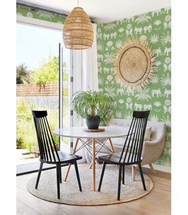 4014-26435 - Bazaar Green Elephant Oasis Wallpaper by A Street