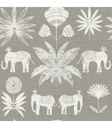 4014-26437 - Bazaar Grey Elephant Oasis Wallpaper by A Street