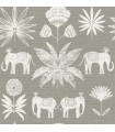 4014-26437 - Bazaar Grey Elephant Oasis Wallpaper by A Street