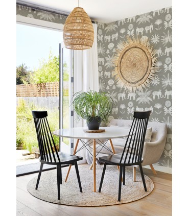 4014-26437 - Bazaar Grey Elephant Oasis Wallpaper by A Street