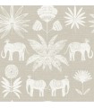 4014-26433 - Bazaar Light Grey Elephant Oasis Wallpaper by A Street