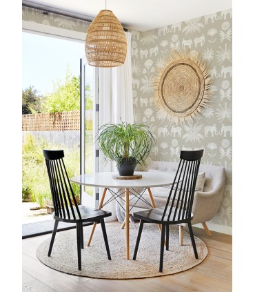 4014-26433 - Bazaar Light Grey Elephant Oasis Wallpaper by A Street