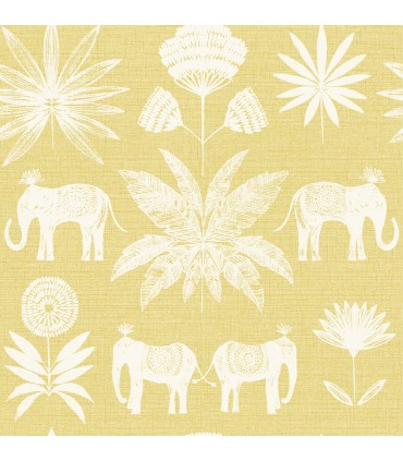 4014-26434 - Bazaar Yellow Elephant Oasis Wallpaper by A Street