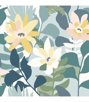 4014-26456 - Koko Turquoise Floral Wallpaper by A Street