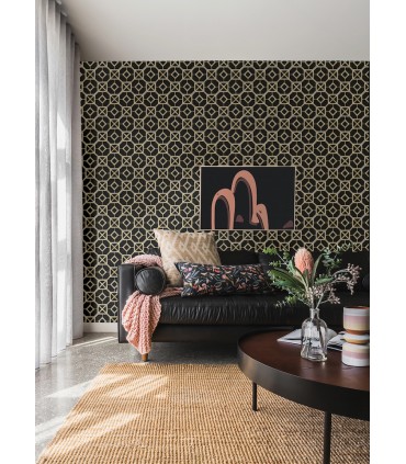 4014-26409 - Livia Black Trellis Wallpaper by A Street