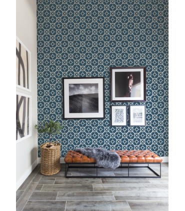 4014-26411 - Livia Dark Blue Trellis Wallpaper by A Street
