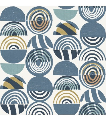 4014-26446 - Mahe Blue Mod Geometric Wallpaper by A Street