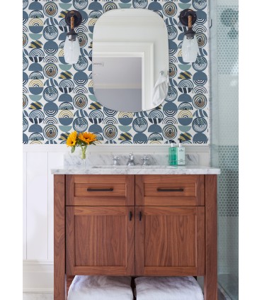 4014-26446 - Mahe Blue Mod Geometric Wallpaper by A Street