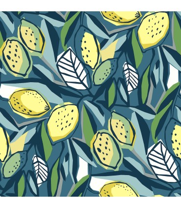 4014-26422 - Meyer Blue Citrus Wallpaper by A Street