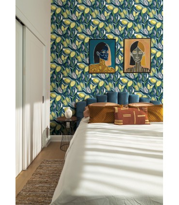 4014-26422 - Meyer Blue Citrus Wallpaper by A Street