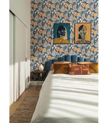 4014-26421 - Meyer Teal Citrus Wallpaper by A Street