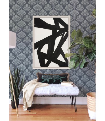 4014-26424 - Palmier Navy Lotus Fan Wallpaper by A Street