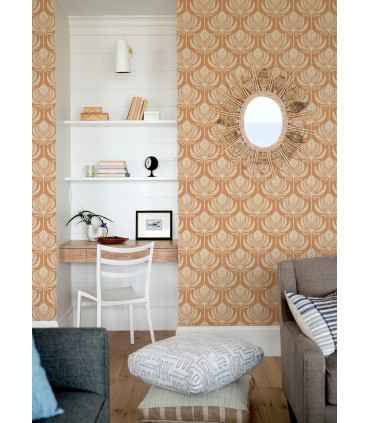 4014-26423 - Palmier Orange Lotus Fan Wallpaper by A Street