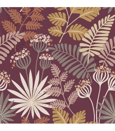 4014-26449 - Praslin Merlot Botanical Wallpaper by A Street