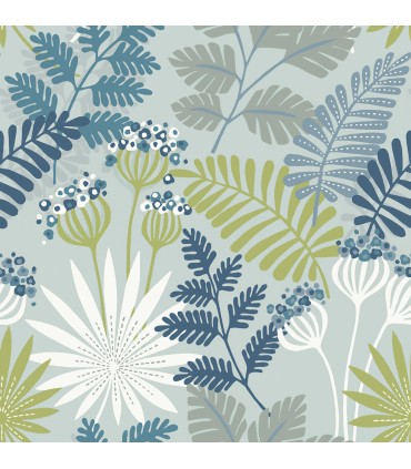 4014-26450 - Praslin Sky Blue Botanical Wallpaper by A Street