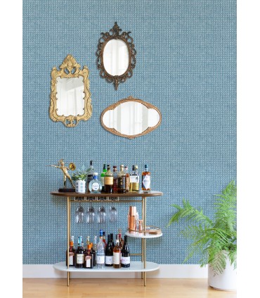 4014-26442 - Zia Blue Basketweave Wallpaper by A Street
