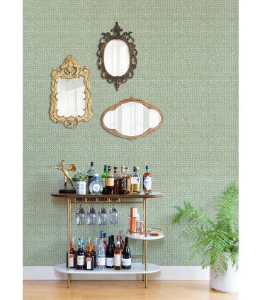4014-26438 - Zia Green Basketweave Wallpaper by A Street