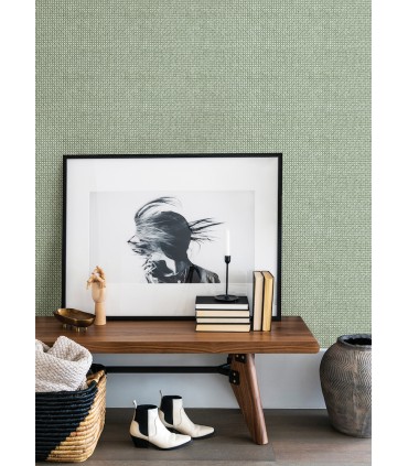 4014-26438 - Zia Green Basketweave Wallpaper by A Street