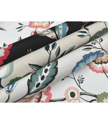 GO8234 - Dahlia Blooms Cotton/Sky Wallpaper- Greenhouse by York