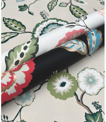 GO8234 - Dahlia Blooms Cotton/Sky Wallpaper- Greenhouse by York