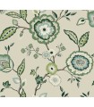 GO8233 - Dahlia Blooms Linen/Jade Wallpaper- Greenhouse by York