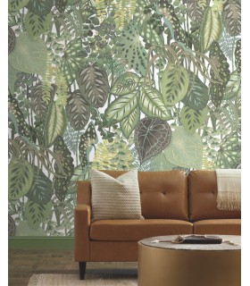 GO8332M - Greenery Cotton Wall Mural- Greenhouse by York