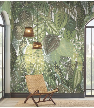 GO8332M - Greenery Cotton Wall Mural- Greenhouse by York