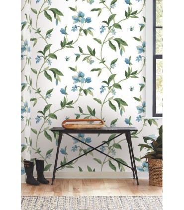 GO8283 - Springtime Cotton/Peacock Wallpaper- Greenhouse by York