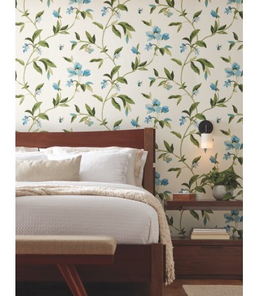 GO8283 - Springtime Cotton/Peacock Wallpaper- Greenhouse by York
