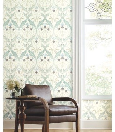 AC9171 - Pine Cone Ribbon Wallpaper-Arts and Crafts