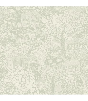 4111-63004 - Bygga Bo Seafoam Woodland Village Wallpaper by A Street