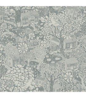 4111-63005 - Bygga Bo Blue Woodland Village Wallpaper by A Street